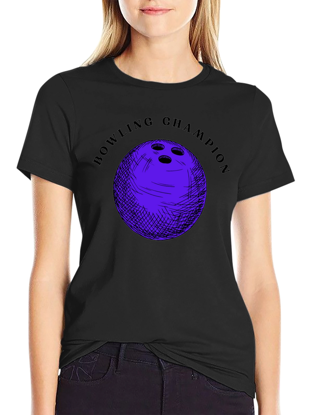 Bowling Champion Graphic T-Shirt - Black