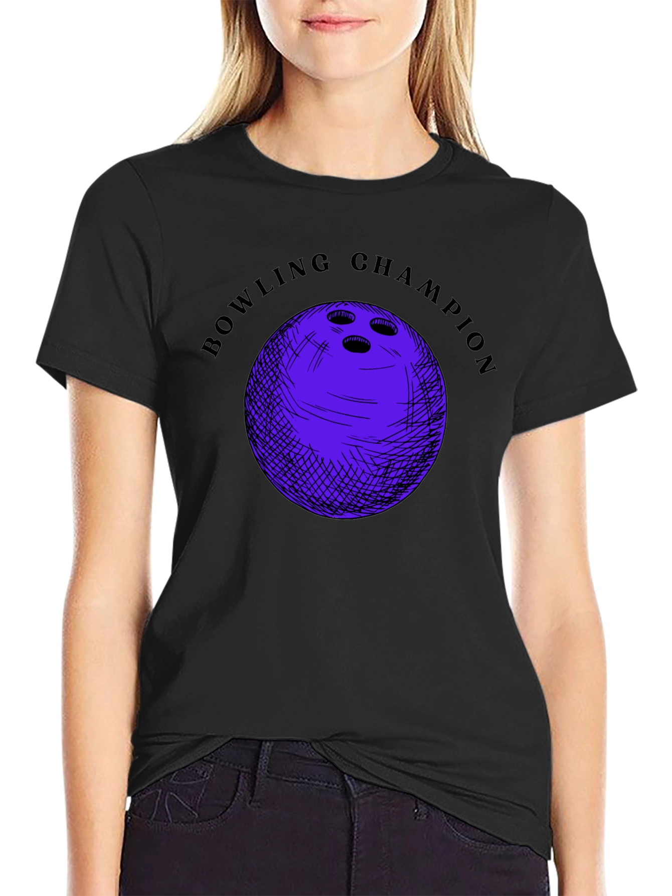Bowling Champion Graphic T-Shirt - Black