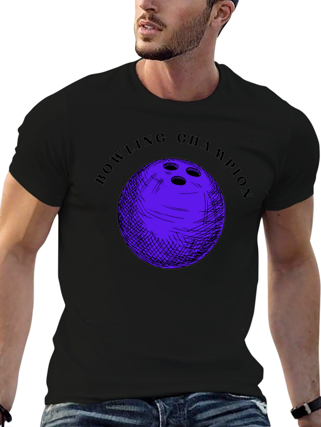 Bowling Champion Graphic T-Shirt - Black