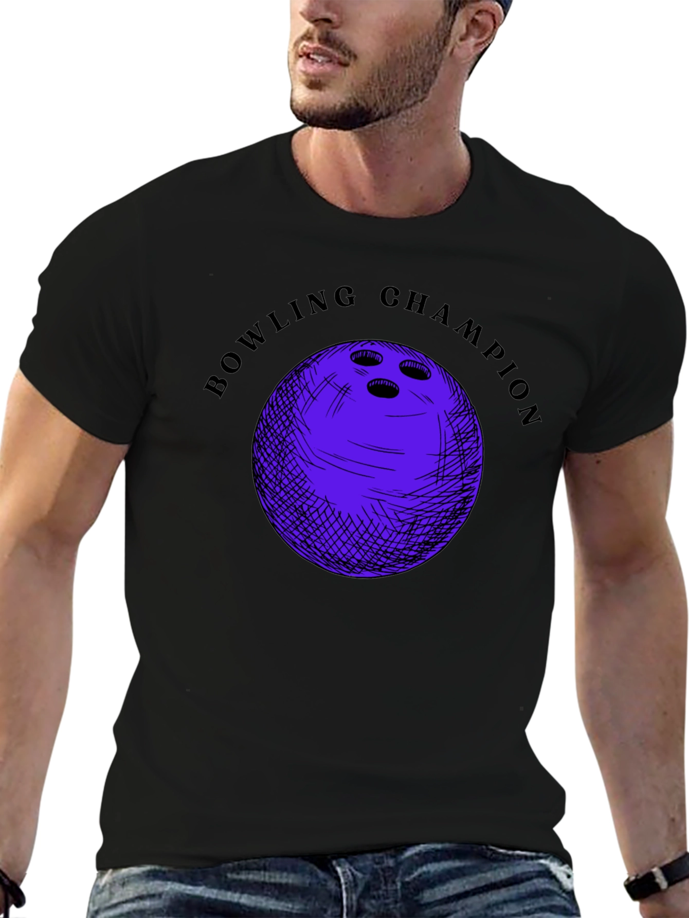 Bowling Champion Graphic T-Shirt - Black