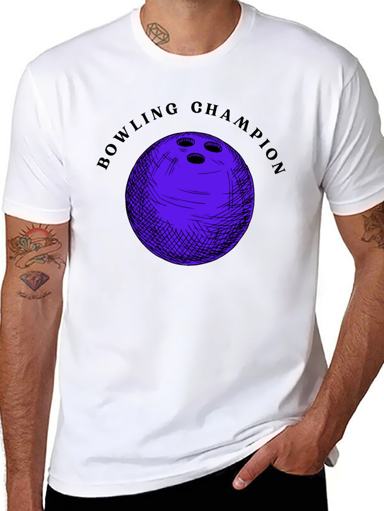 Bowling Champion Graphic T-Shirt - Black