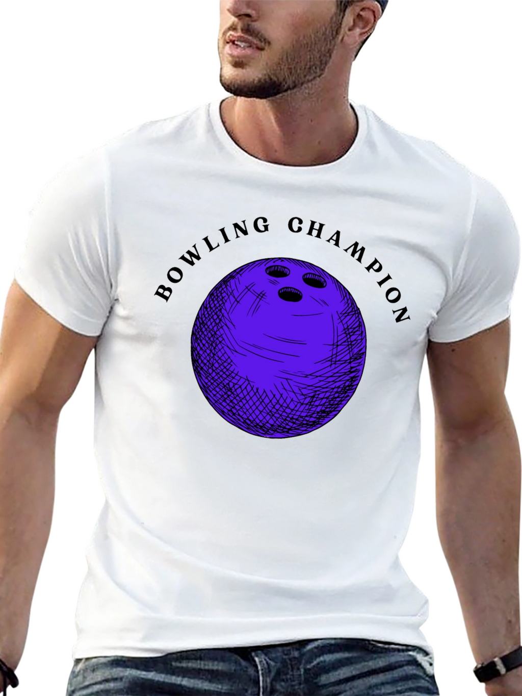 Bowling Champion Graphic T-Shirt - Black