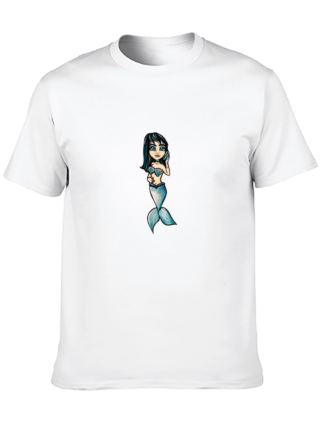 Mermaid Graphic Tee - Black Cotton T-Shirt