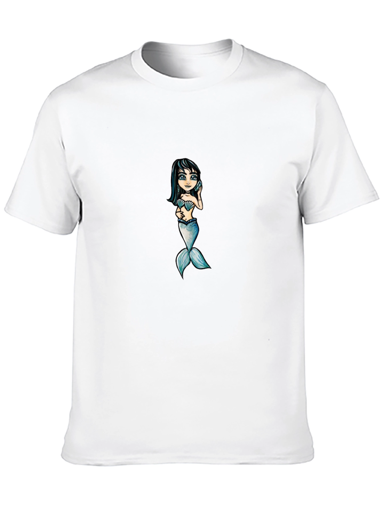Mermaid Graphic Tee - Black Cotton T-Shirt