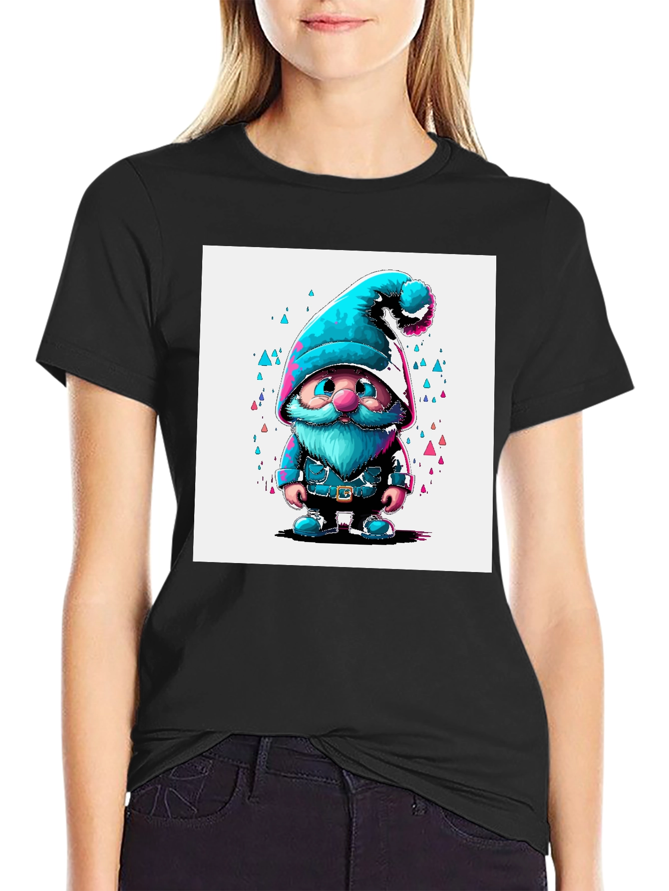 Gnome Graphic Tee - Stylish Black Cotton T-Shirt