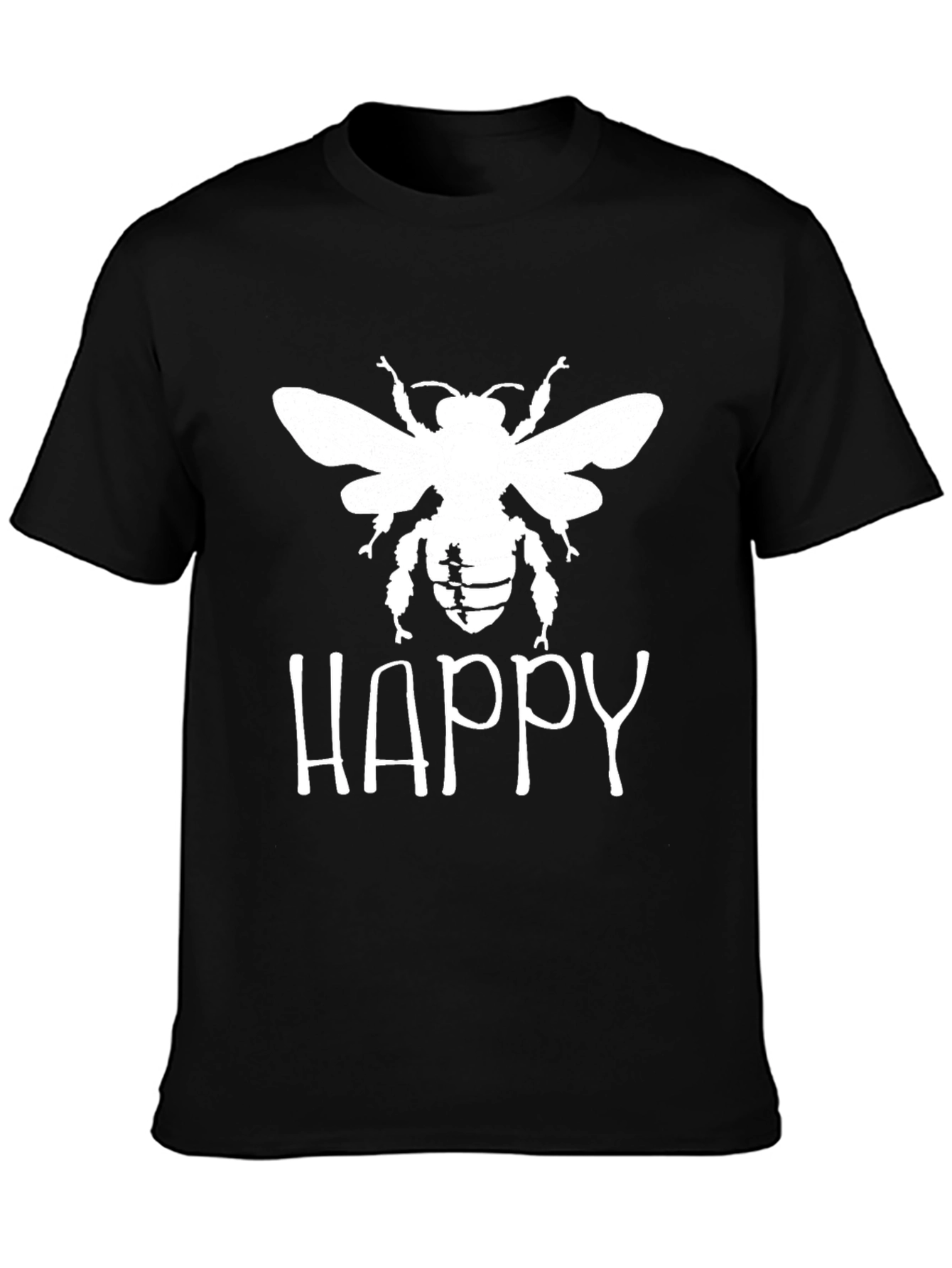 Happy Bee Graphic T-Shirt - Black Cotton Tee