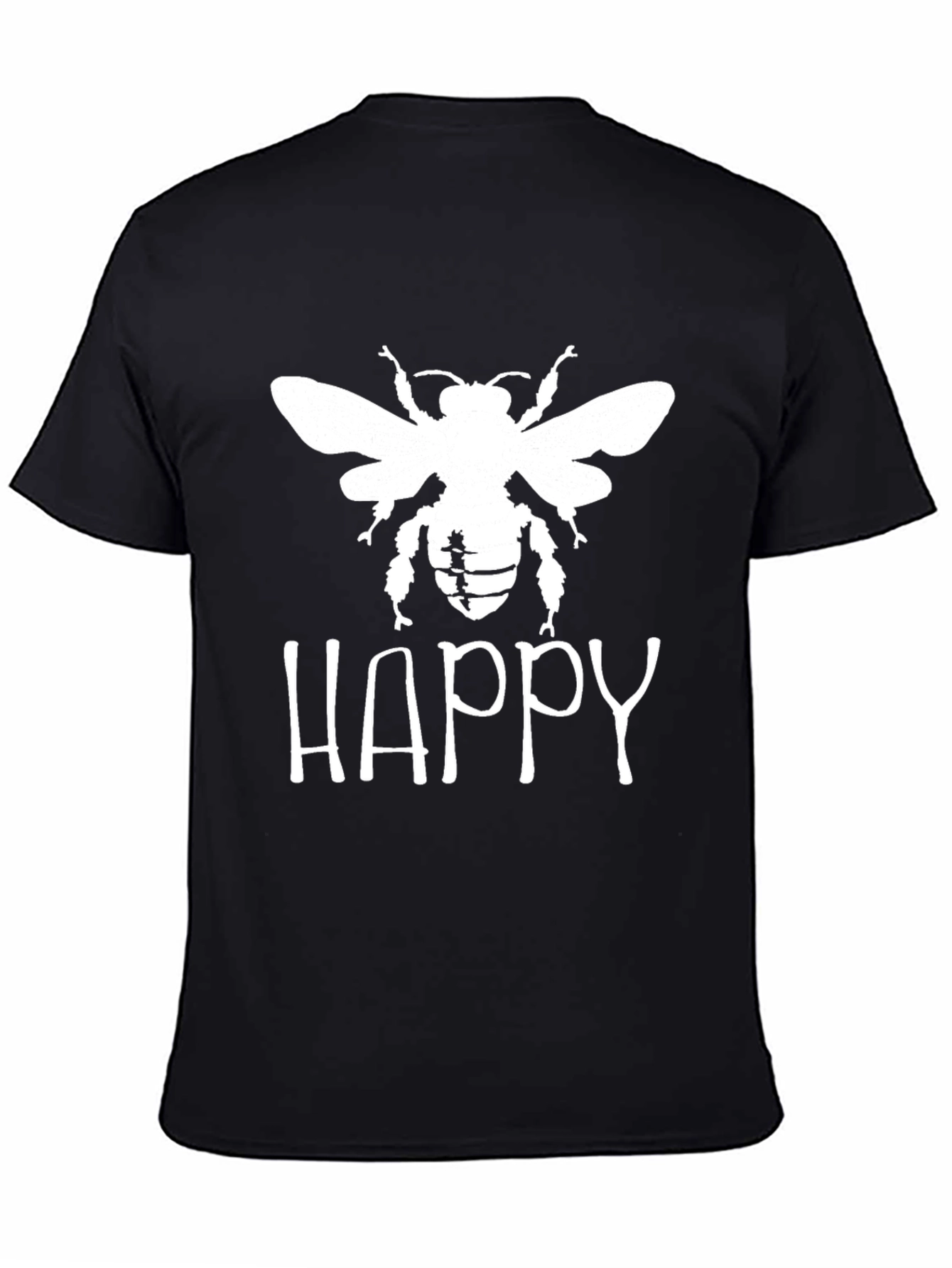 Happy Bee Graphic T-Shirt - Black Cotton Tee
