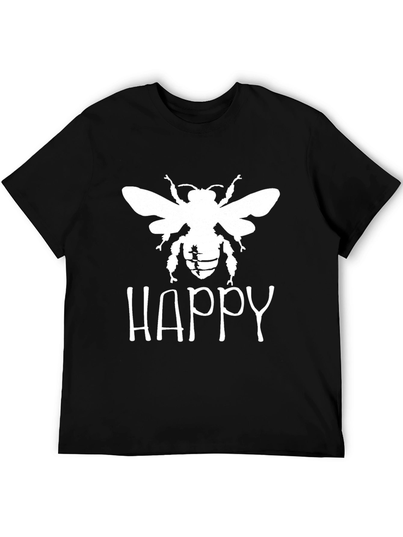 Happy Bee Graphic T-Shirt - Black Cotton Tee
