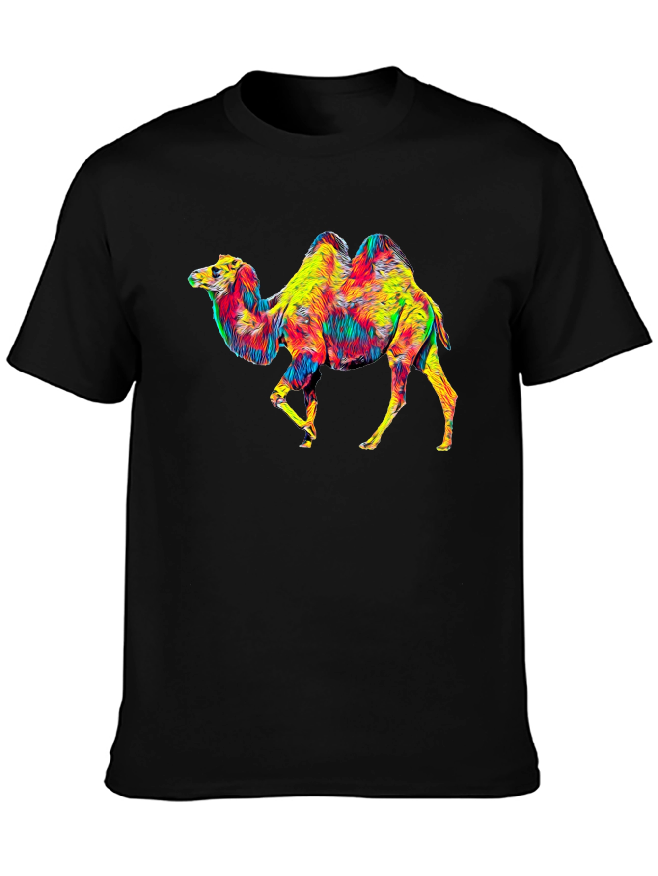 Colorful Camel Graphic T-Shirt - Unique Animal Print