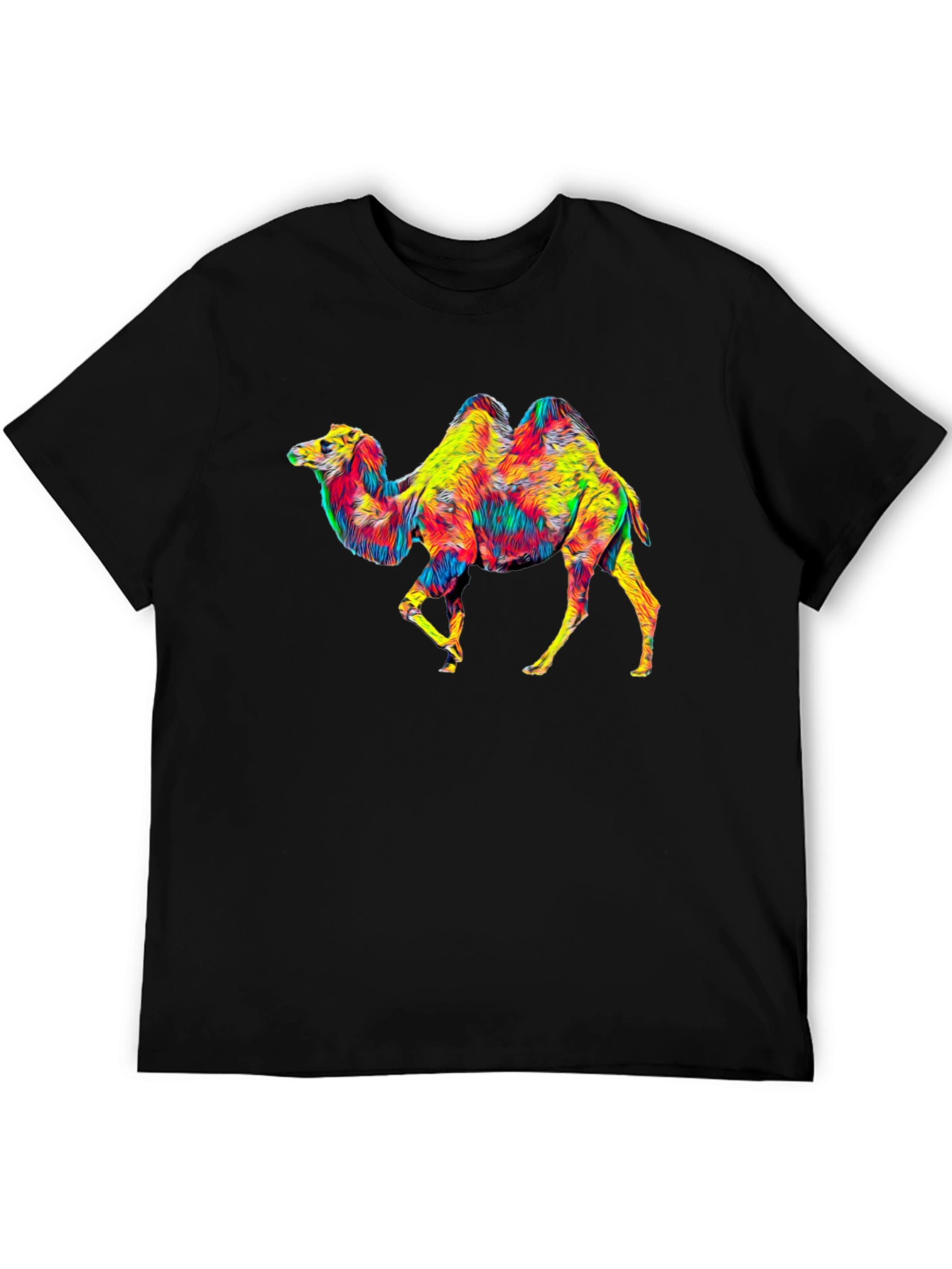 Colorful Camel Graphic T-Shirt - Unique Animal Print