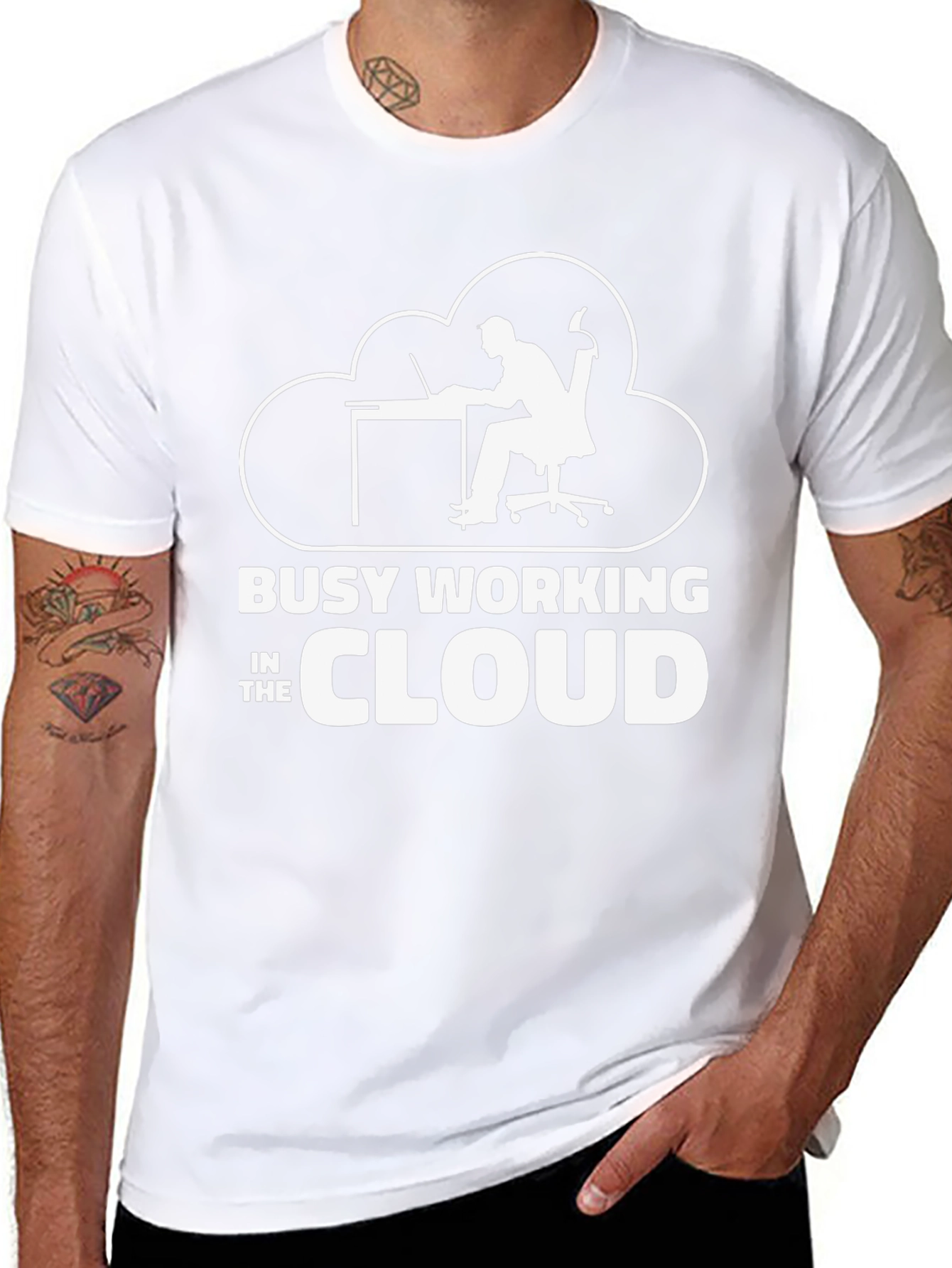 Busy Working in the Cloud T-Shirt Programmer Gift