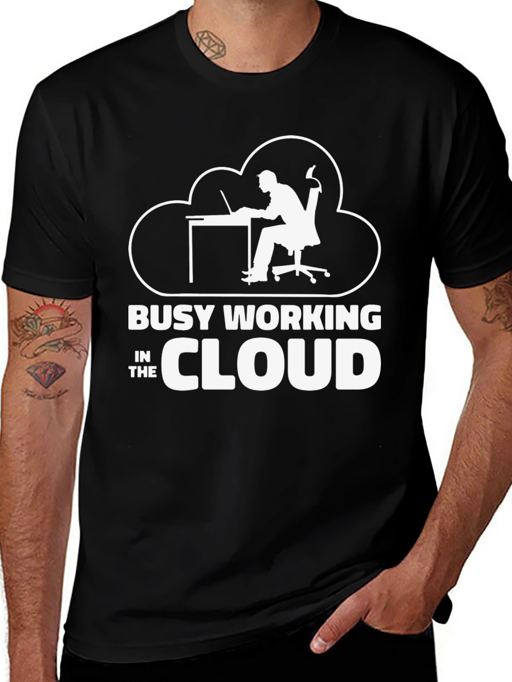 Busy Working in the Cloud T-Shirt Programmer Gift