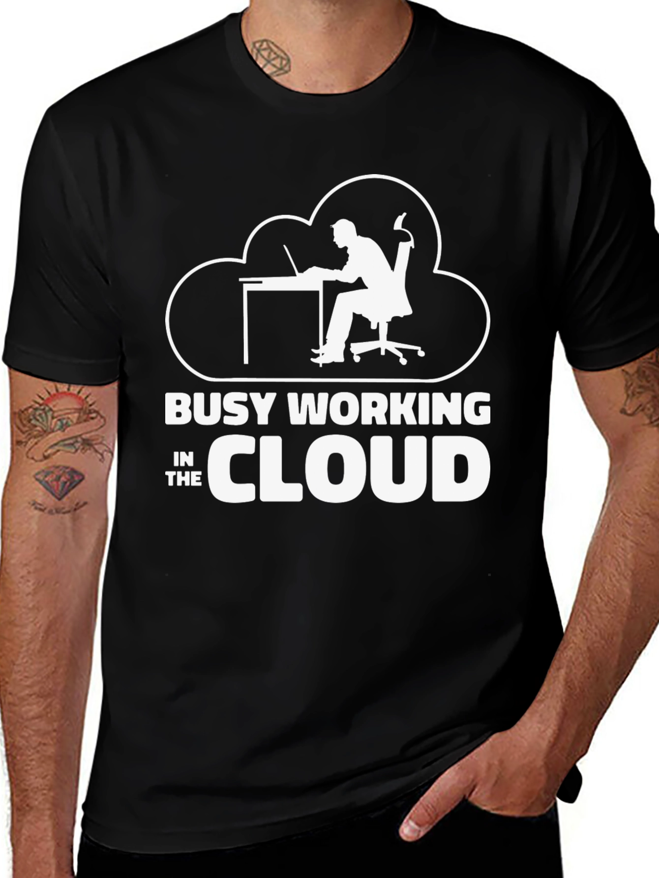 Busy Working in the Cloud T-Shirt Programmer Gift