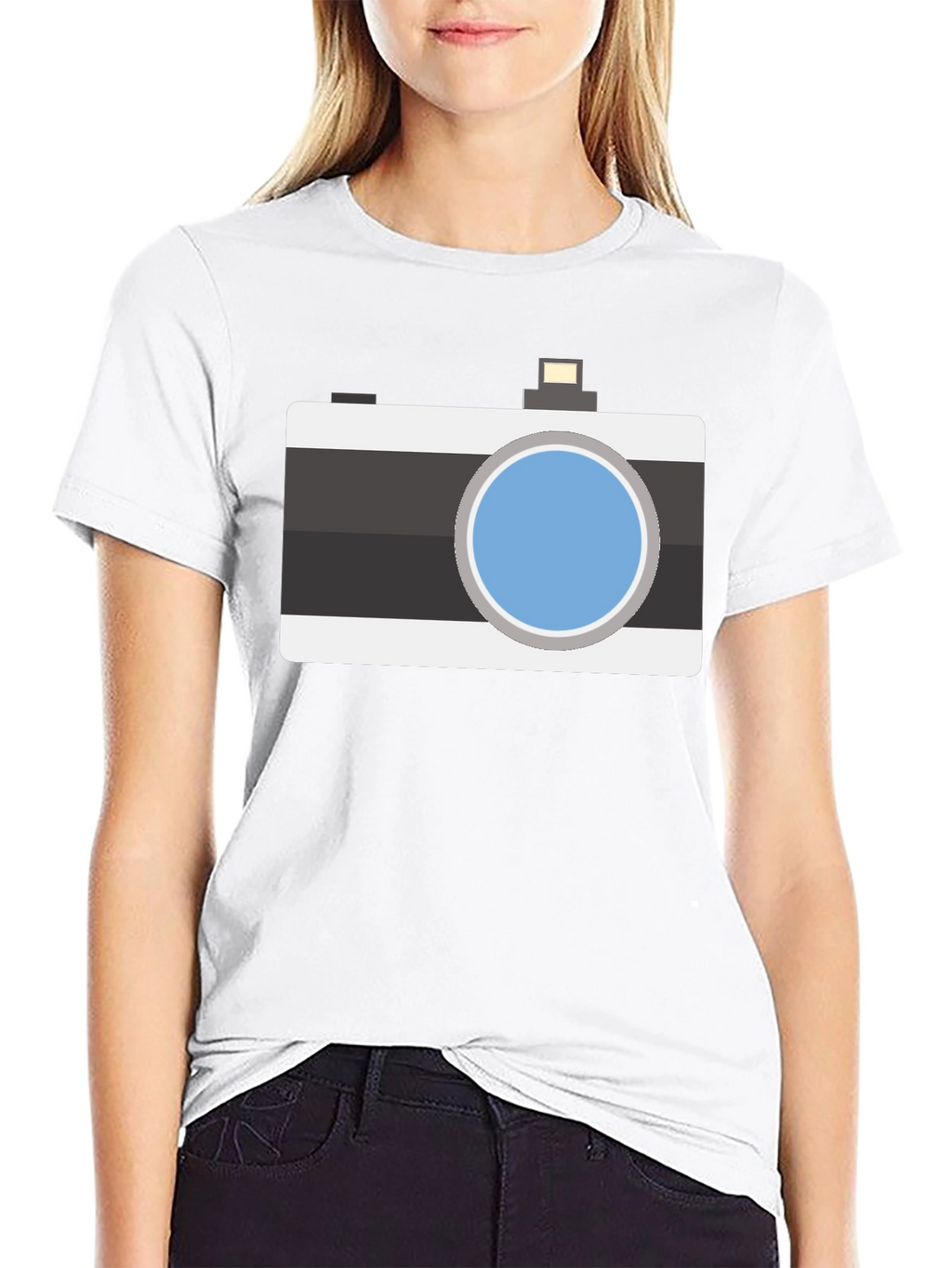 Retro Camera Graphic T-Shirt - Black Cotton Tee