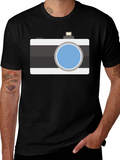 Retro Camera Graphic T-Shirt - Black Cotton Tee