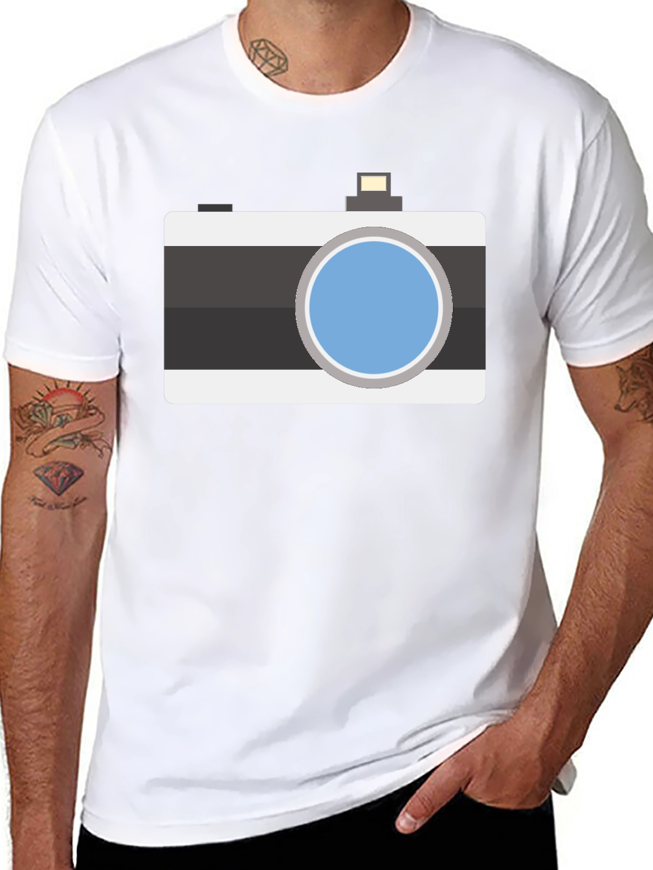 Retro Camera Graphic T-Shirt - Black Cotton Tee