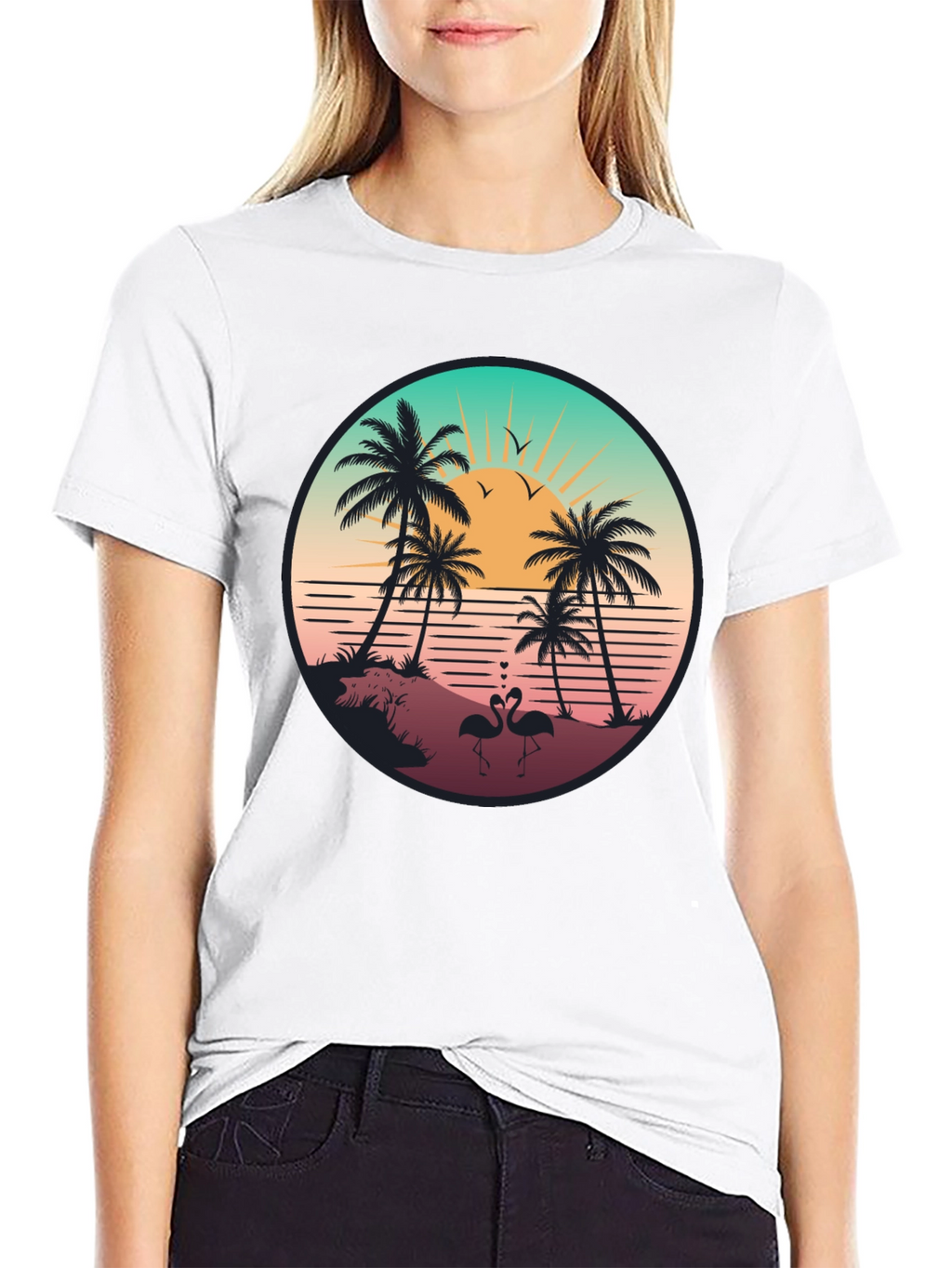 Tropical Sunset Flamingo T-Shirt