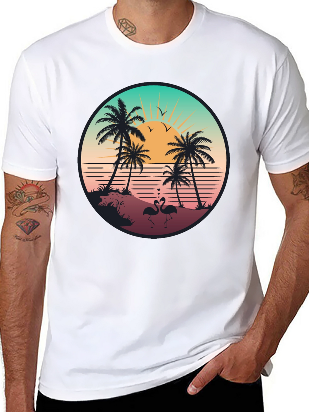 Tropical Sunset Flamingo T-Shirt