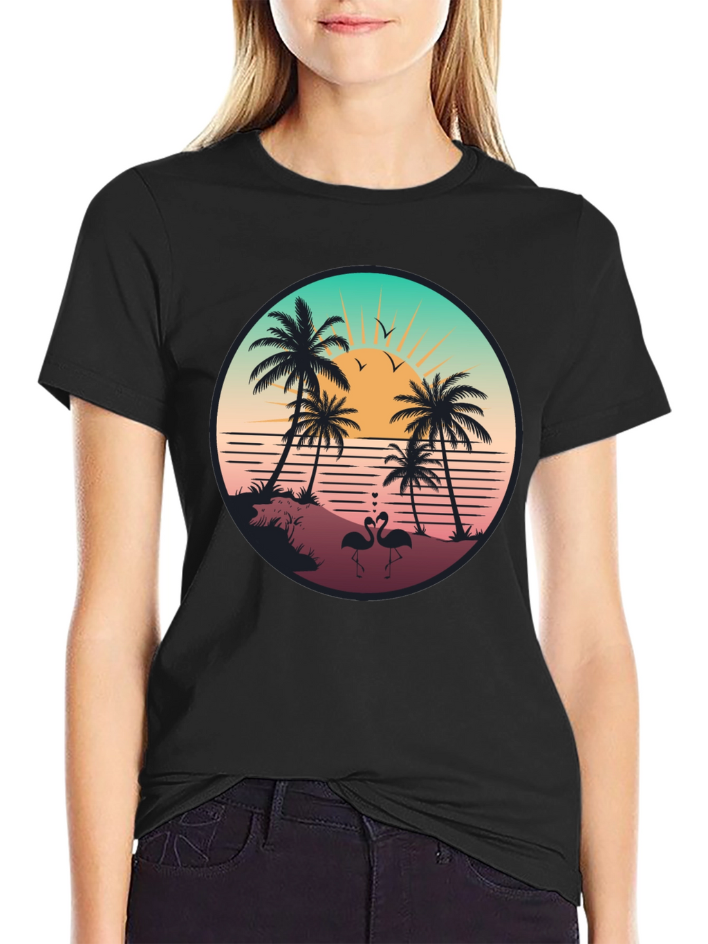 Tropical Sunset Flamingo T-Shirt