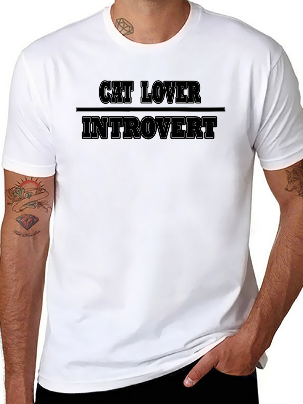 Cat Lover Introvert Graphic T-Shirt - Black