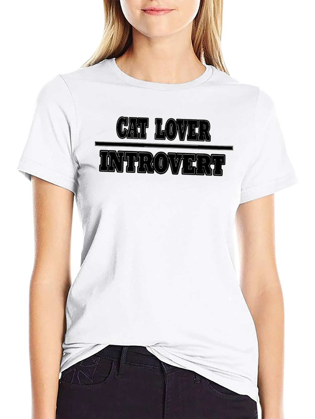 Cat Lover Introvert Graphic T-Shirt - Black