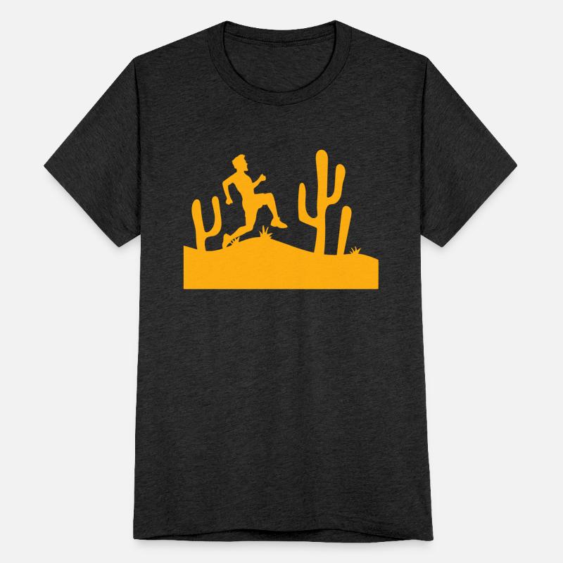 Cacti Desert Man Running Fast Funny Running Funny