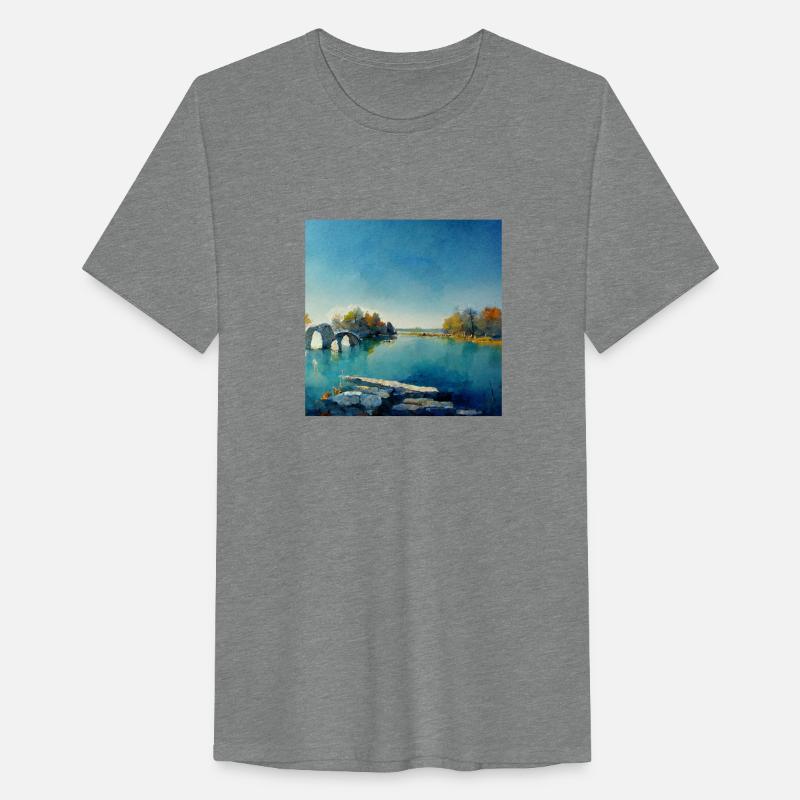 Calm Pond with Old Stone Bridge