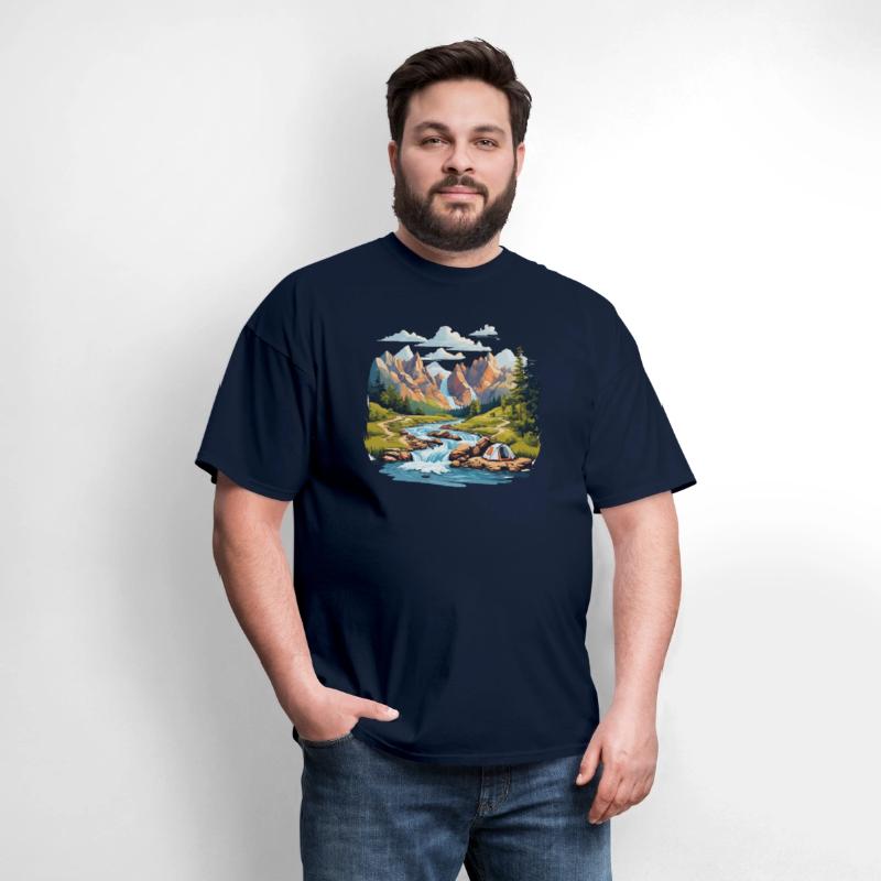 Camping Hiking Nature Mountain River T-Shirt