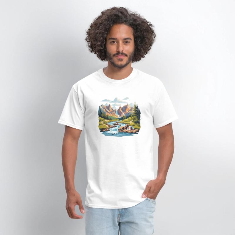 Camping Hiking Nature Mountain River T-Shirt