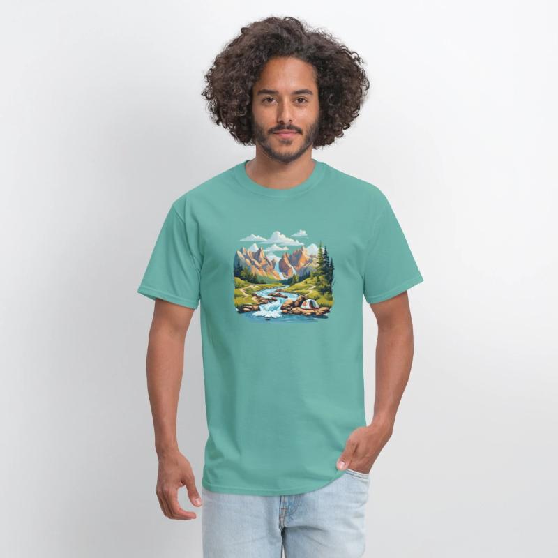 Camping Hiking Nature Mountain River T-Shirt
