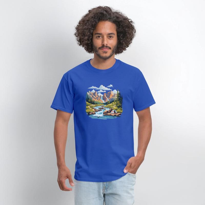 Camping Hiking Nature Mountain River T-Shirt
