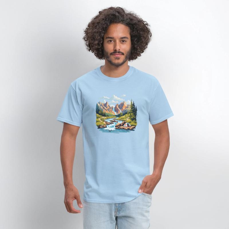 Camping Hiking Nature Mountain River T-Shirt