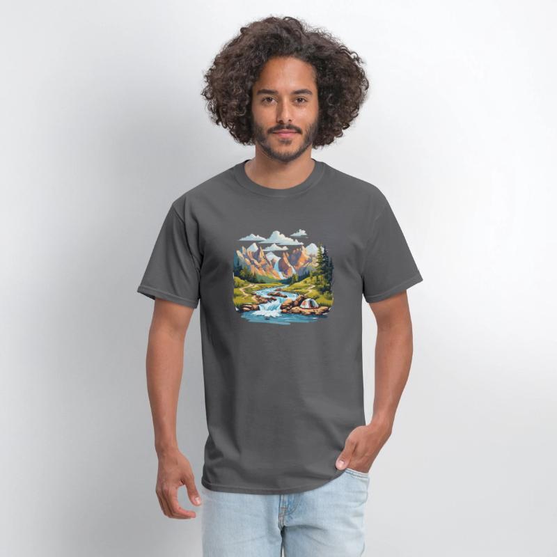 Camping Hiking Nature Mountain River T-Shirt