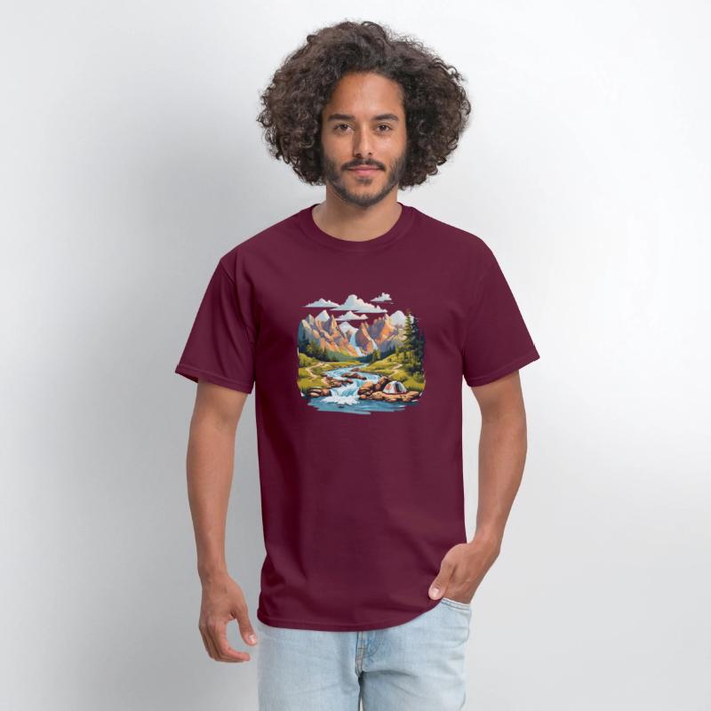 Camping Hiking Nature Mountain River T-Shirt