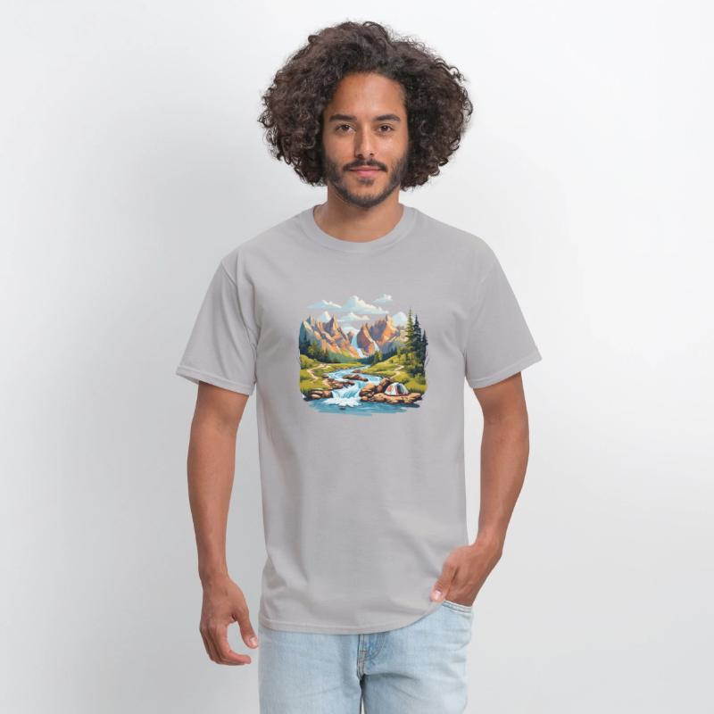 Camping Hiking Nature Mountain River T-Shirt