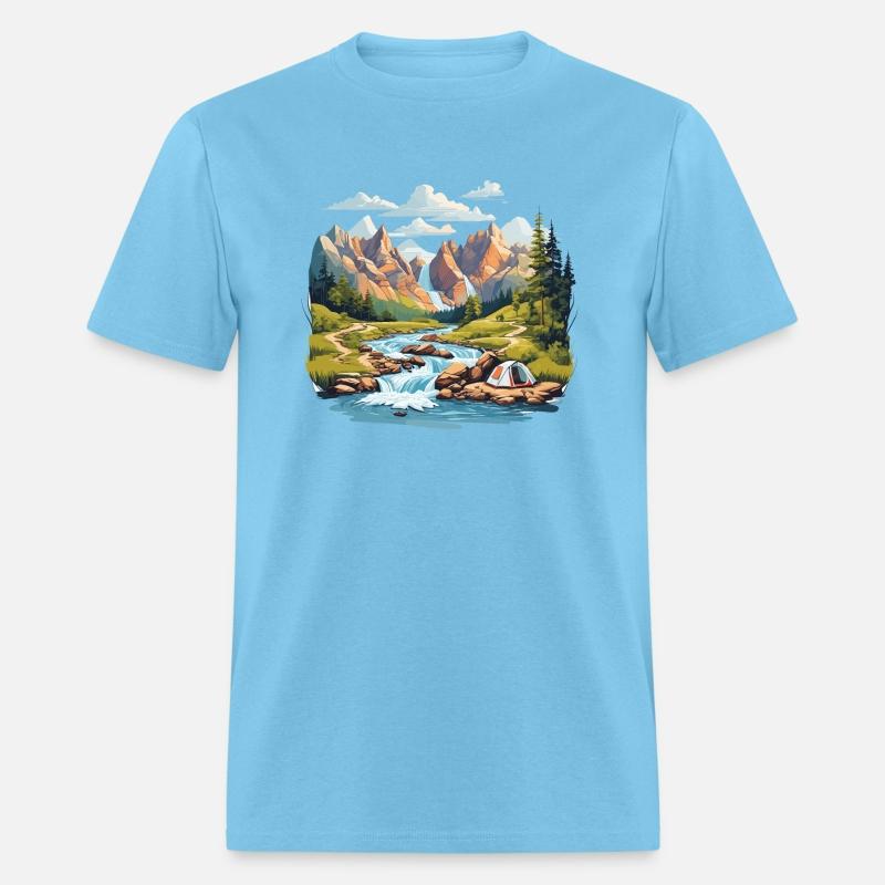 Camping Hiking Nature Mountain River T-Shirt