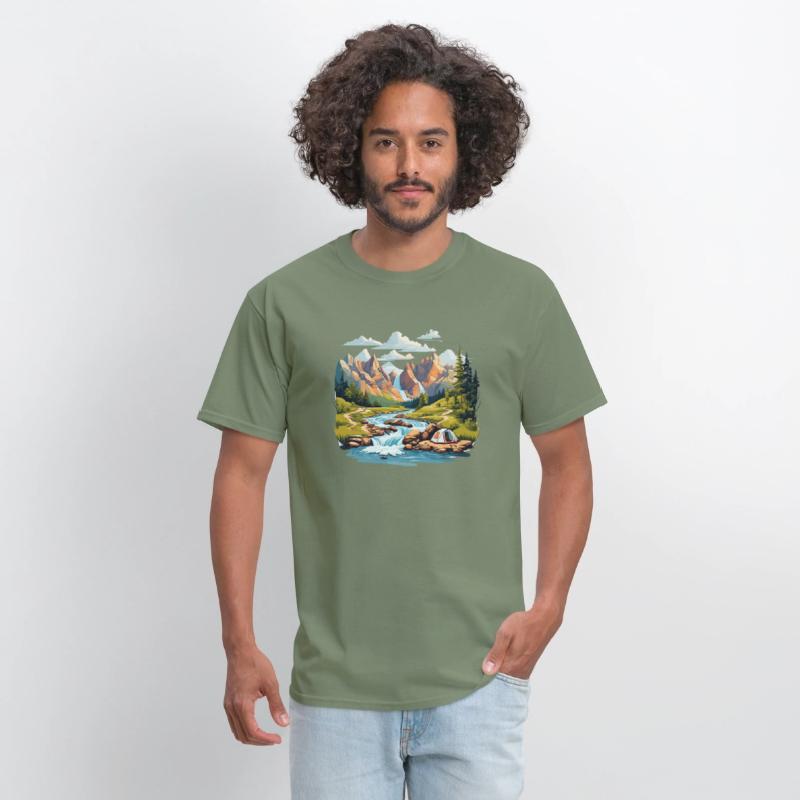 Camping Hiking Nature Mountain River T-Shirt