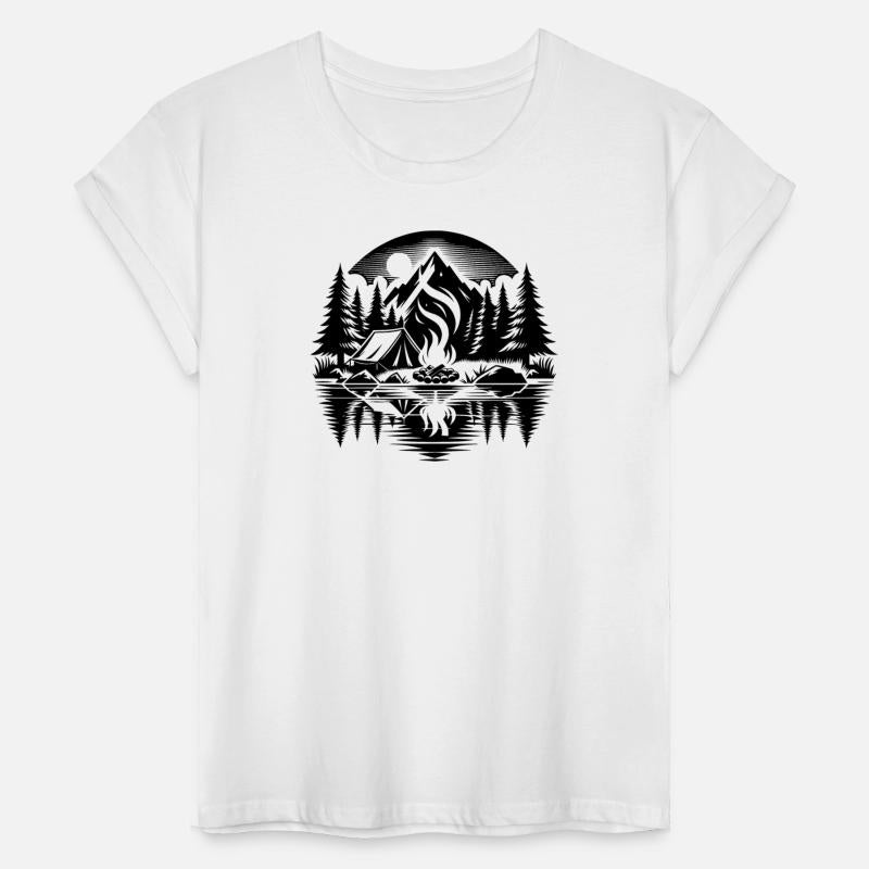 Camping Vacation In The Forest With A Reflecting