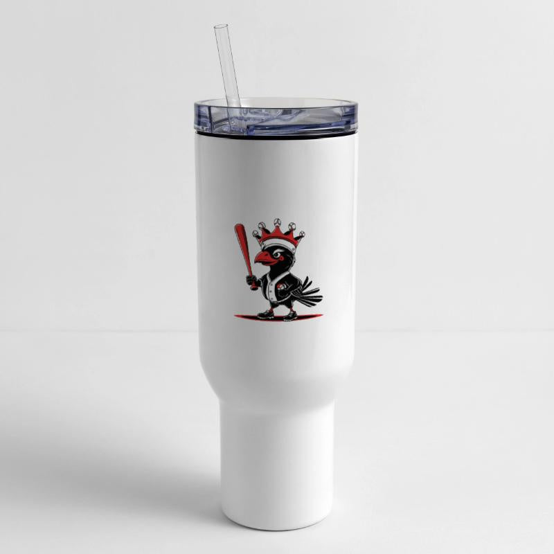 Cartoon Baseball Bird With Crown Vintage Style