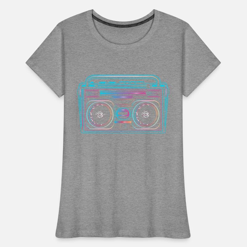 Cassette recorder in a bright 80s neon look