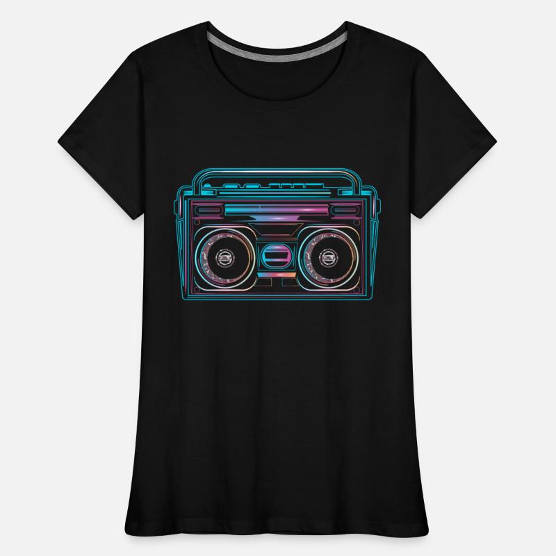 Cassette recorder in a bright 80s neon look