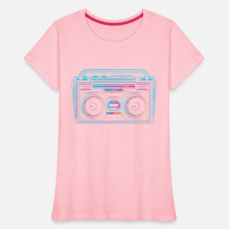 Cassette recorder in a bright 80s neon look