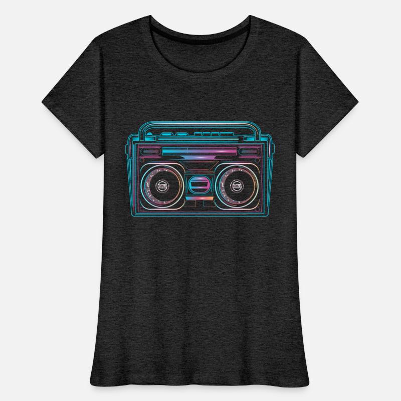 Cassette recorder in a bright 80s neon look