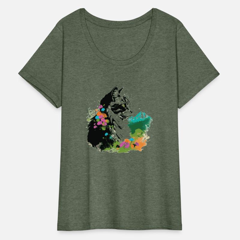 Cat And Spring Flowers