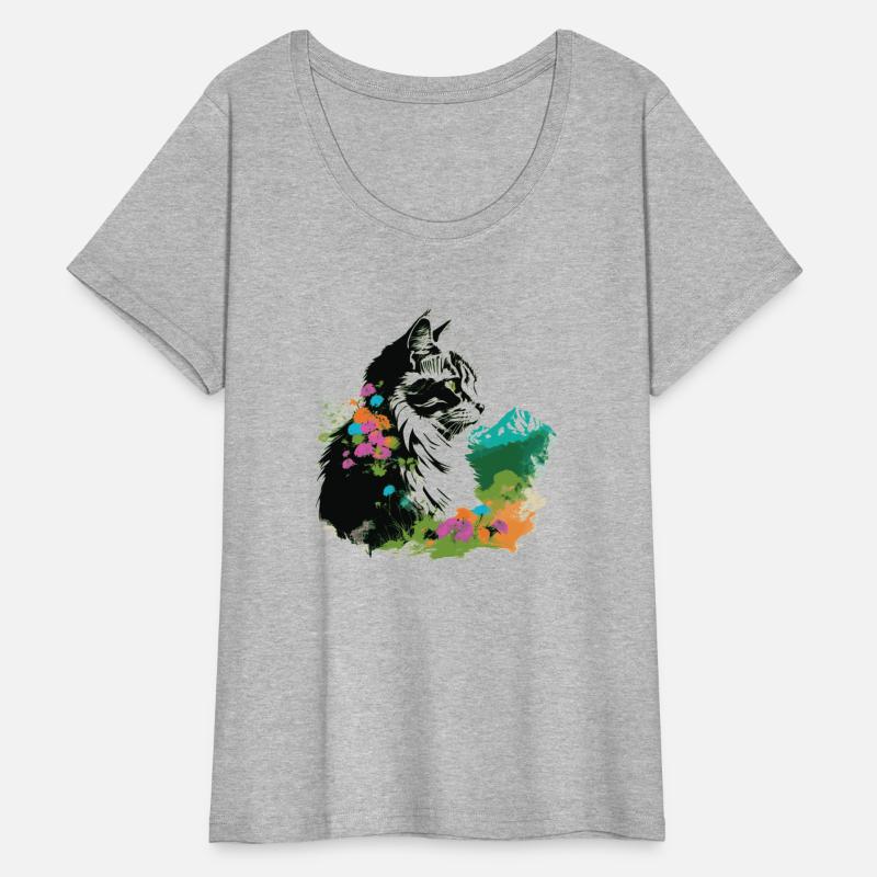 Cat And Spring Flowers