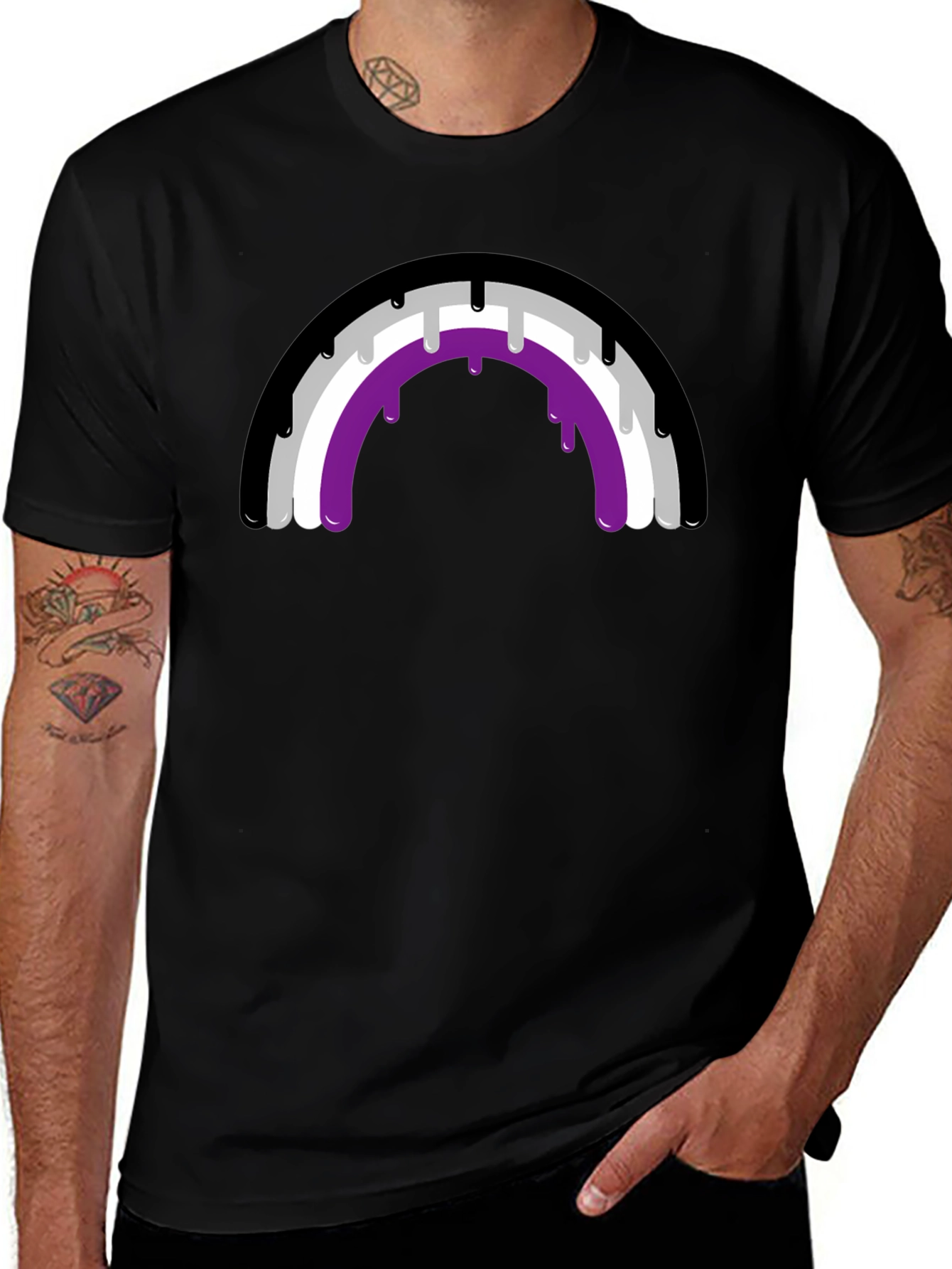 Asexual Pride Rainbow Drip T-Shirt