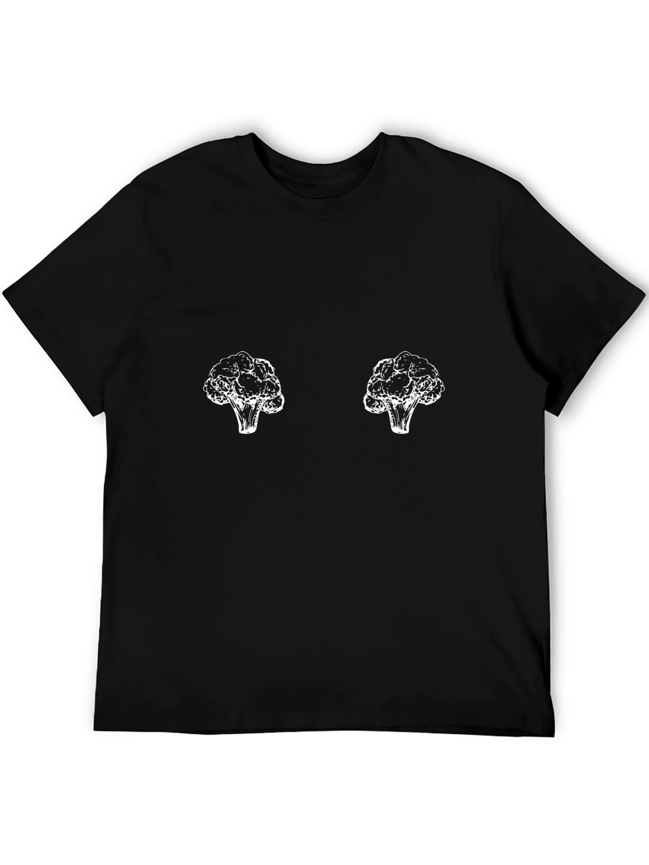 Broccoli Chest Black T-Shirt - Funny Food Tee