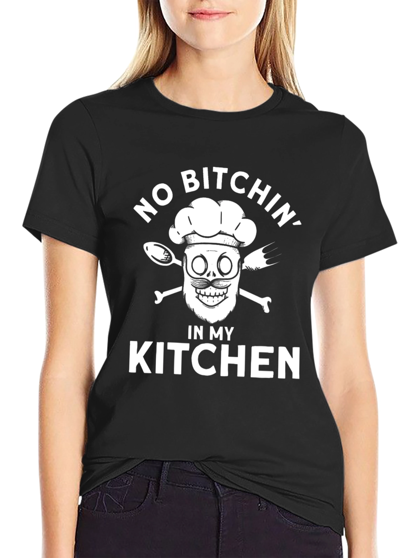 No Bitchin in My Kitchen Black Graphic T-Shirt