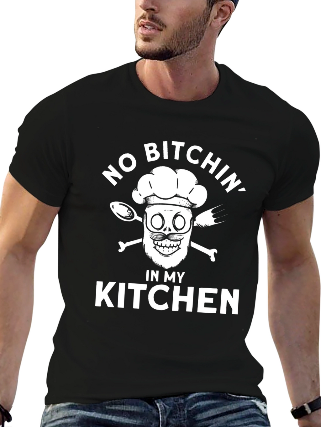 No Bitchin in My Kitchen Black Graphic T-Shirt