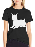 Dog Silhouette Graphic T-Shirt - Black